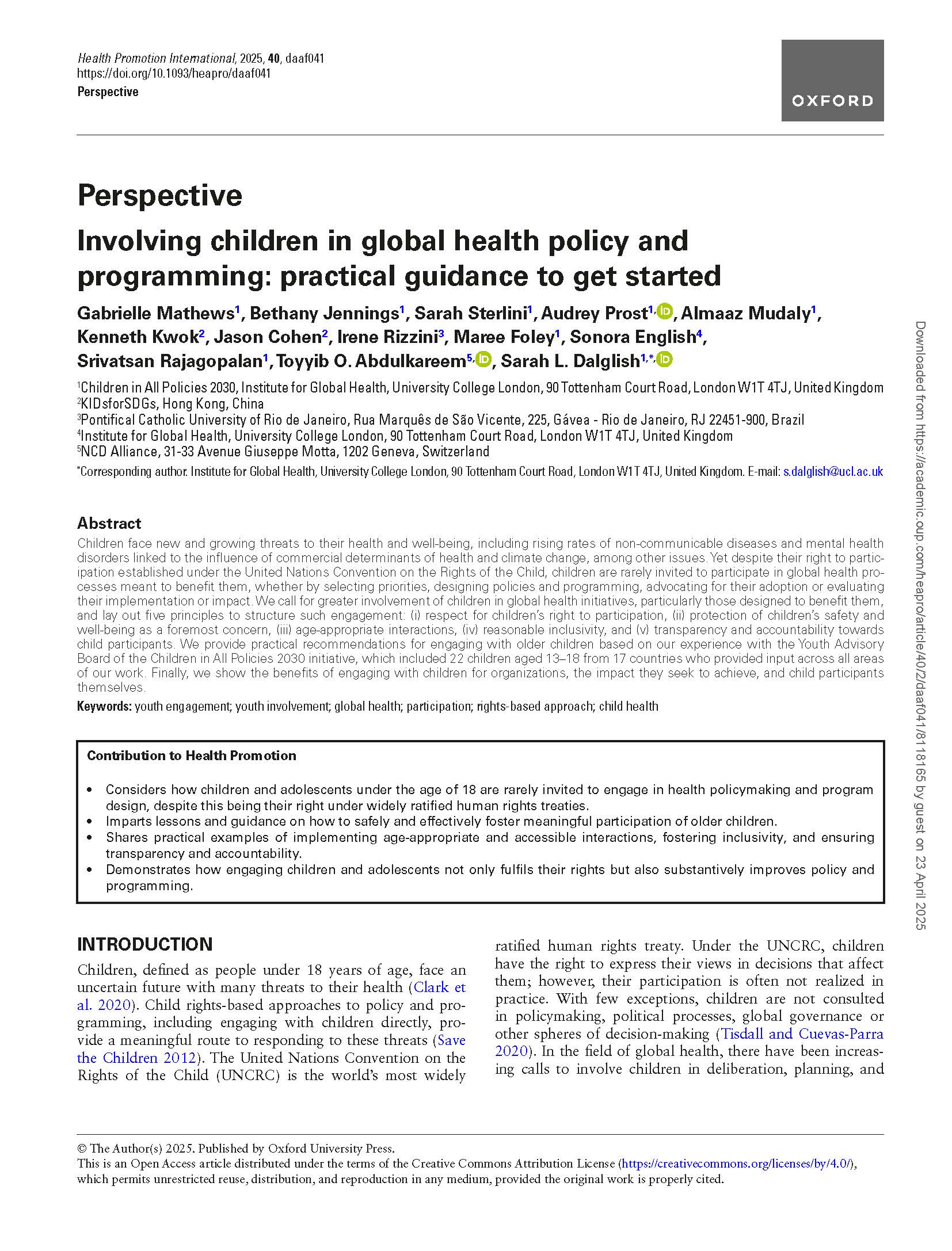 Cover page of featured article